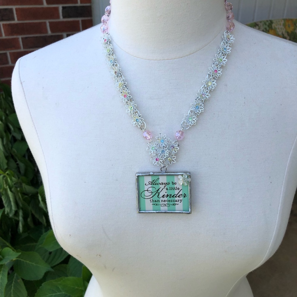 “Kindness” ☺️☺️ Repurposed vintage jewelry upcycled necklace